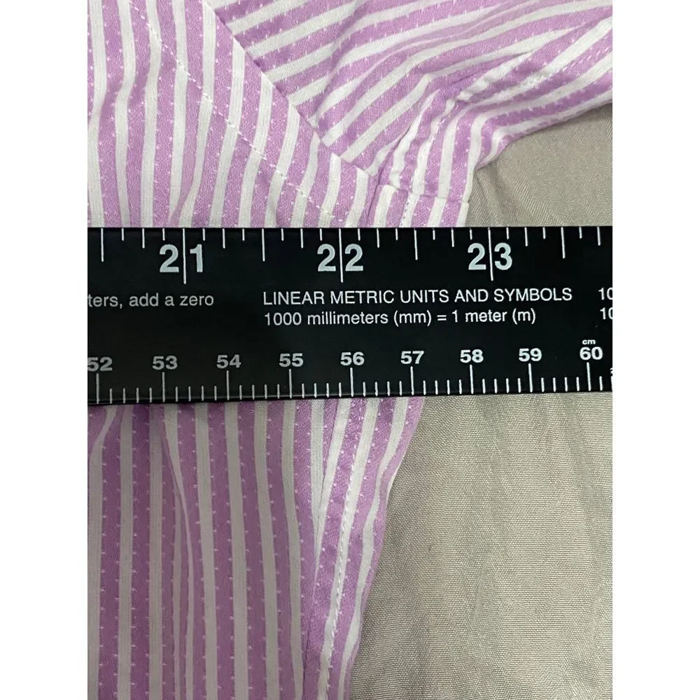 Robert Graham Knowledge Wisdom Truth Purple Striped Button Down Dress Shirt 16.5